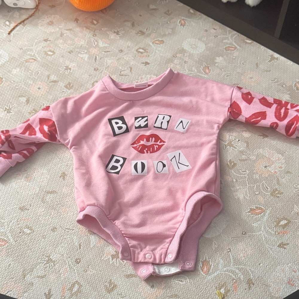 Boutique 9 Pink and Red 'Burn Book' Kids Bodysuit
